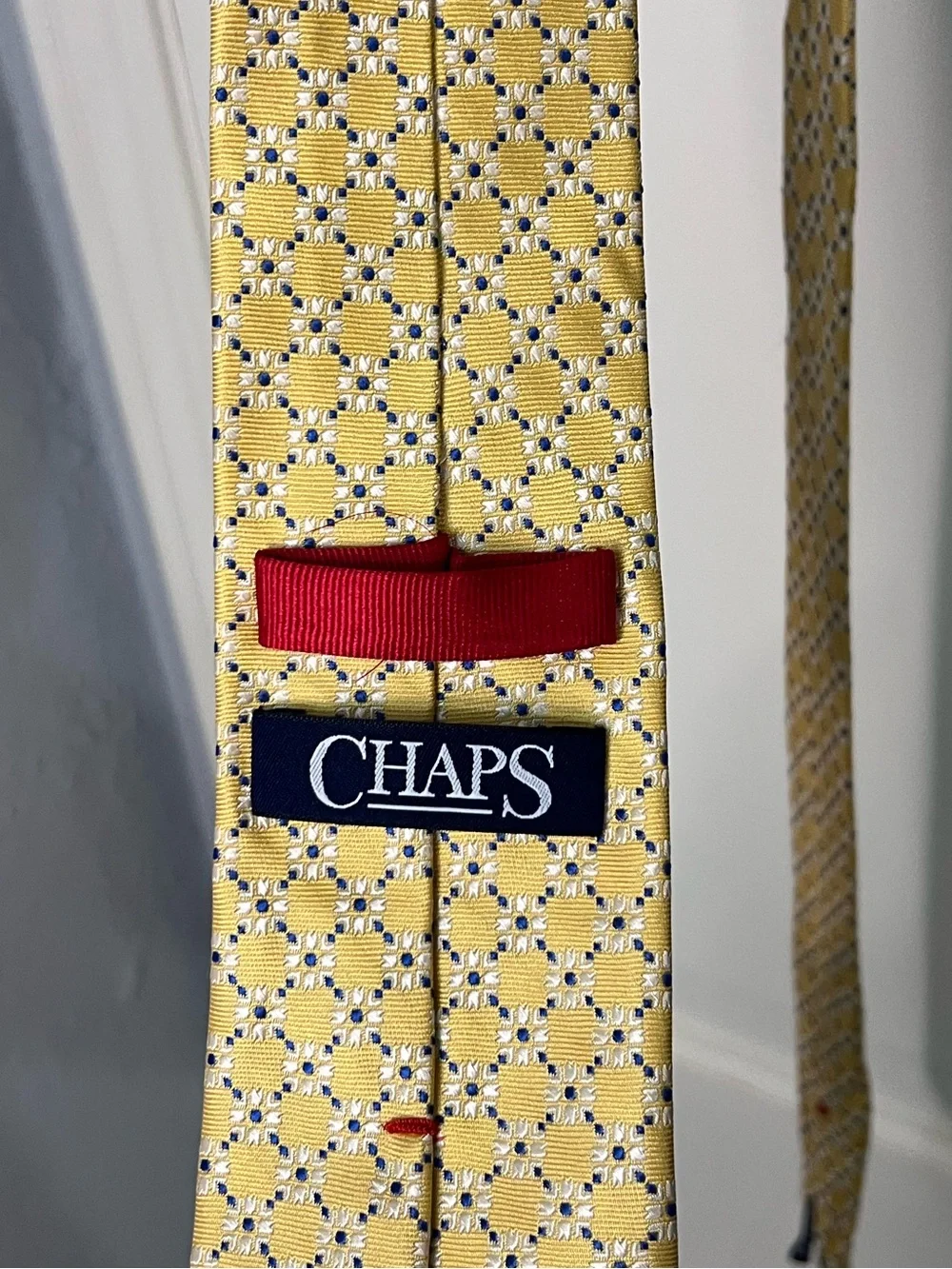 Chaps Yellow Geometric Silk Neck Tie